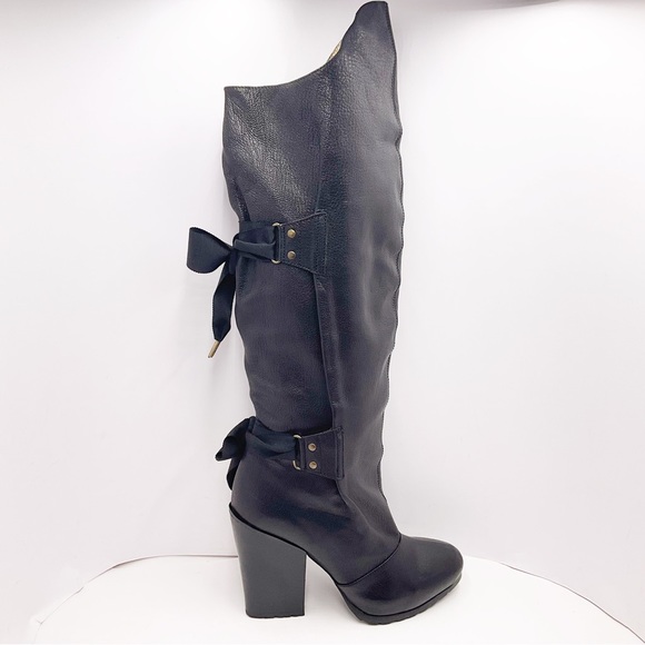 {Vanessa Bruno} Leather & Bows Over Knee Boots - Picture 3 of 16